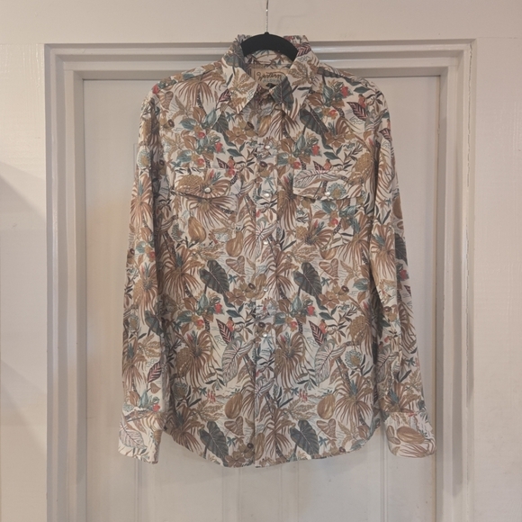 Western Aloha Floral Rodeo Rockabilly Pearl Snap Long Sleeve Shirt Medium Mens - Picture 4 of 10